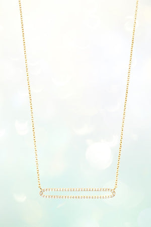RECTANGULAR GEM PAVE PENDANT NECKLACE