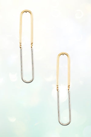 TWO TONE U LINK DROP EARRING