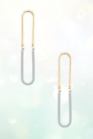 TWO TONE U LINK DROP EARRING