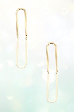 TWO TONE U LINK DROP EARRING