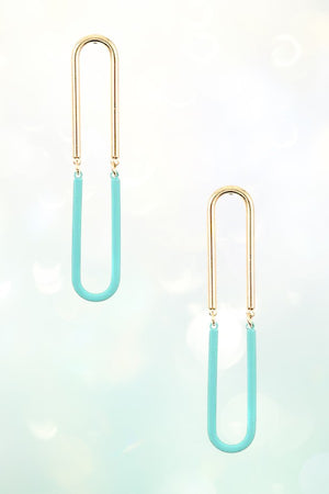 TWO TONE U LINK DROP EARRING