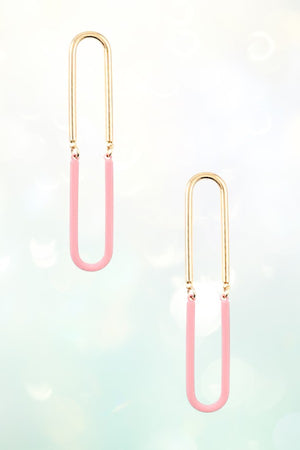 TWO TONE U LINK DROP EARRING