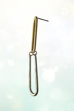 TWO TONE U LINK DROP EARRING