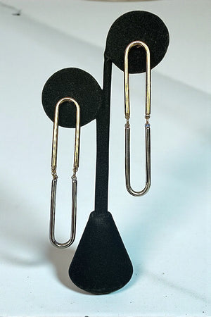 TWO TONE U LINK DROP EARRING