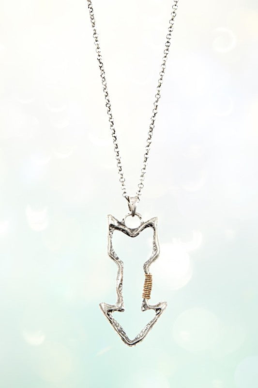 CUT OUT ARROW PENDANT LONG NECKLACE SET