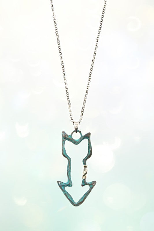 CUT OUT ARROW PENDANT LONG NECKLACE SET