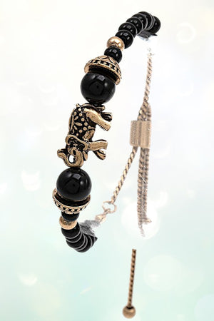MULTI GEM BEAD ELEPHANT ACCENT SLIDER BRACELET