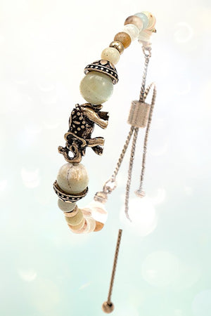 MULTI GEM BEAD ELEPHANT ACCENT SLIDER BRACELET