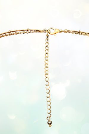 OPAL STONE LARIAT LAYERED FACETED BEAD NECKLACE&nbsp;
