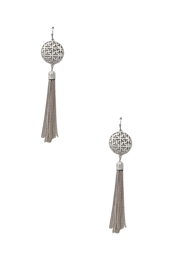 Round Filigree Chain Tassel Drop Earring