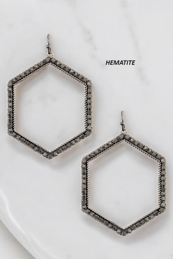 GEM PAVE OUTLINED DANGLE EARRING