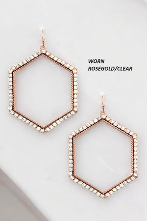 GEM PAVE OUTLINED DANGLE EARRING