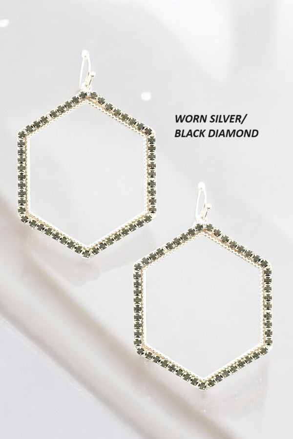 GEM PAVE OUTLINED DANGLE EARRING