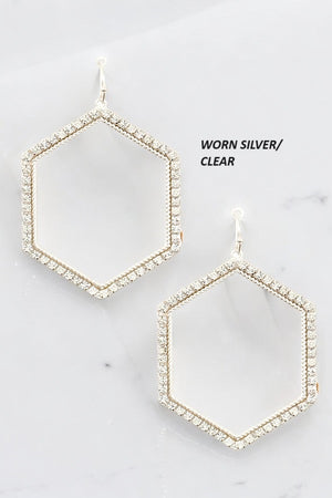 GEM PAVE OUTLINED DANGLE EARRING