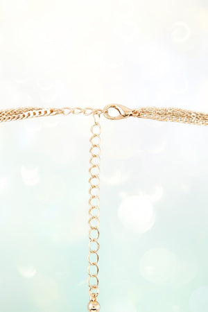 CRYSTAL GEM AND SINGLE ETCHED PENDANT NECKLACE