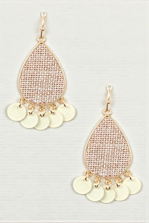 WOVEN TEARDROP ROUND DANGLE EARRING