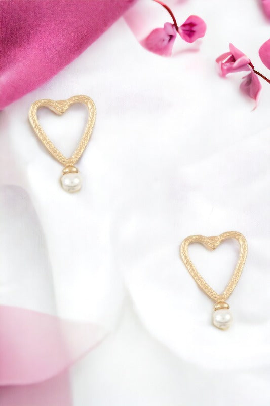 Heart Pearl Link Drop Earring