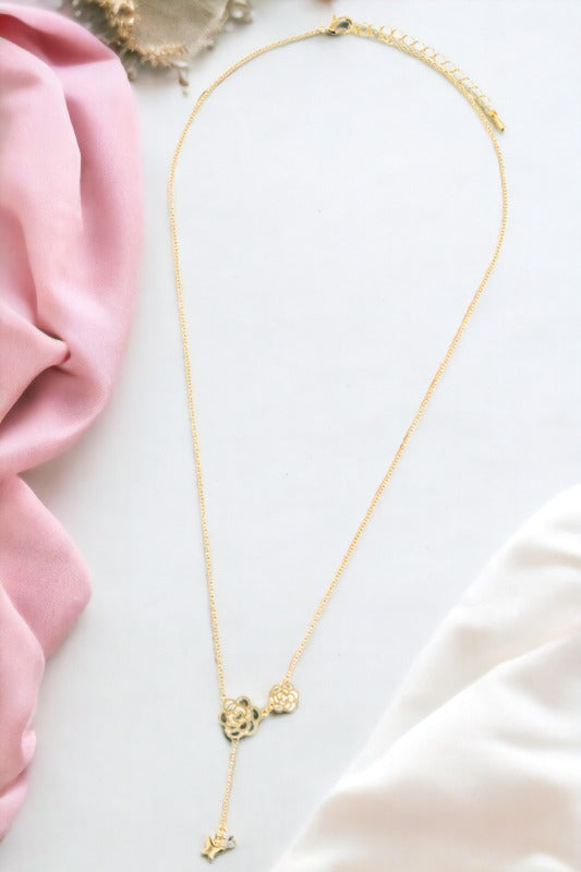 Floral Cut Out Lariat Necklace