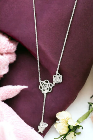 Floral Cut Out Lariat Necklace