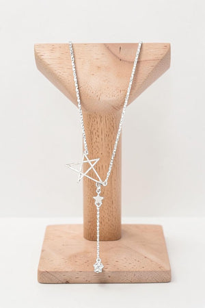 DOUBLE STAR DROP PENDANT NECKLACE