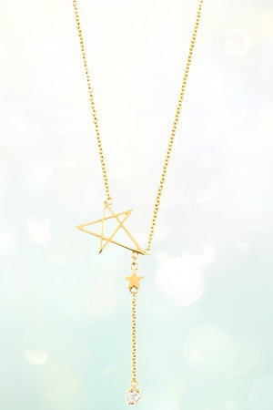 DOUBLE STAR DROP PENDANT NECKLACE