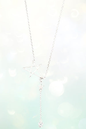 DOUBLE STAR DROP PENDANT NECKLACE