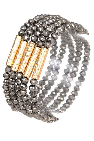 GLASS SEED BEAD METAL ACCENT BRACELET
