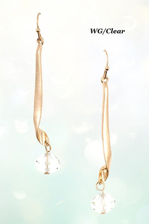 DROP WAVED BAR GEM TIP DANGLE EARRING