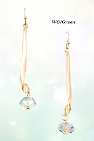 DROP WAVED BAR GEM TIP DANGLE EARRING