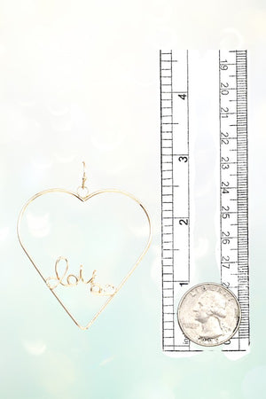 LOVE LETTERING ACCENT HEART DROP EARRING