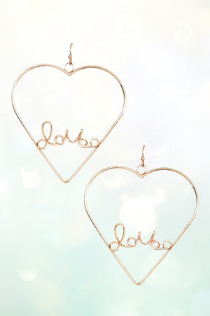 LOVE LETTERING ACCENT HEART DROP EARRING
