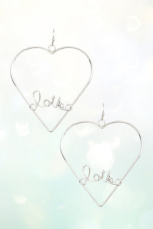 LOVE LETTERING ACCENT HEART DROP EARRING