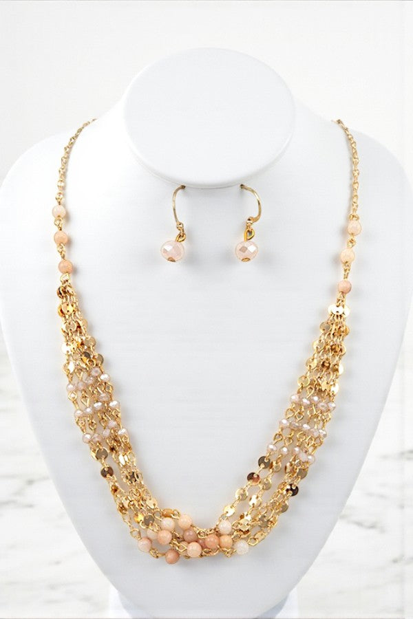 MULTI DISK BEAD NECKLACE SET