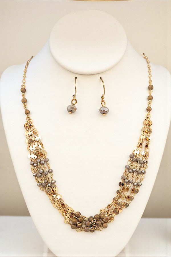 MULTI DISK BEAD NECKLACE SET