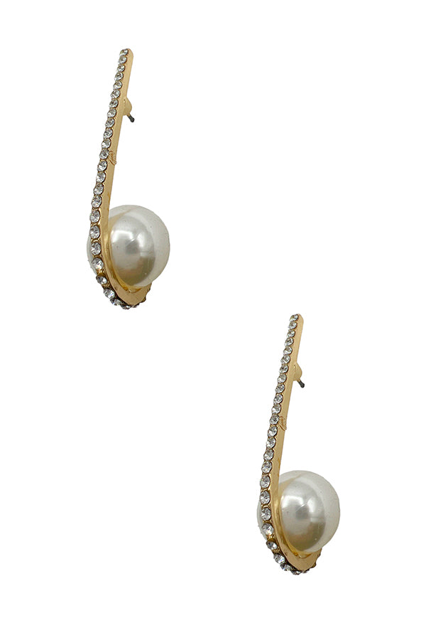 Rhinestone Pearl Accent Drop Earring