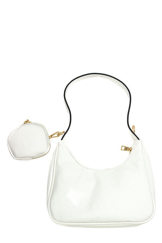 2 IN 1 FAUX LEATHER MINI SHOULDER BAG