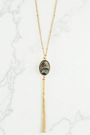 OVAL LINK HAMMERED BAR PENDANT NECKLACE