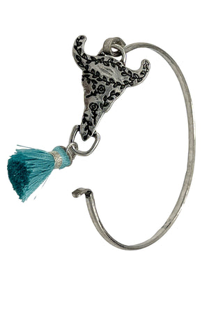 Detail Bull Charm Bangle Bracelet