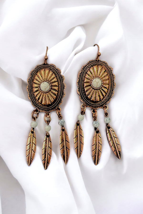 Concho Feather Link Dangle Earring