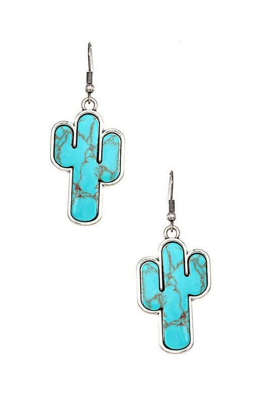 FRAMED CACTUS GEM DANGLE EARRING