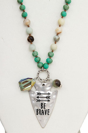 BE BRAVE ETCHED ARROWHEAD BEAD NECKLACE SET