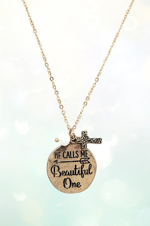 BEAUTIFUL MESSAGE ETCHED COIN PENDANT NECKLACE CROSS EARRING SET