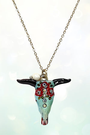 Bull Head Pendant Necklace Set