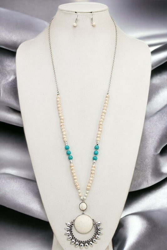 Elongated Gemstone Necklace Set