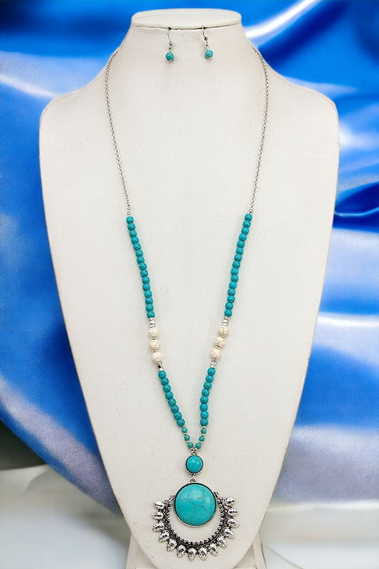 Elongated Gemstone Necklace Set