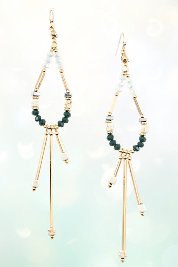 TEARDROP GLASS BEAD DANGLE EARRING