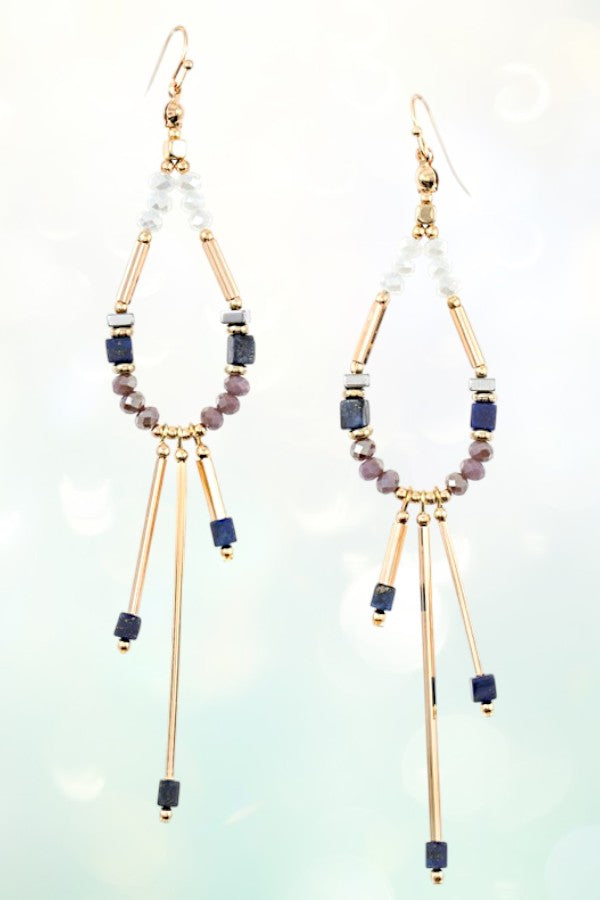 TEARDROP GLASS BEAD DANGLE EARRING
