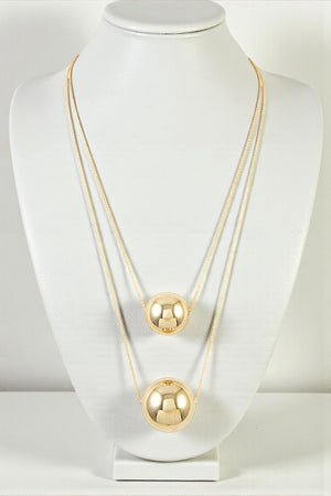 DOUBLE ORB PENDANT LAYERED STATEMENT NECKLACE