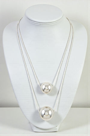 DOUBLE ORB PENDANT LAYERED STATEMENT NECKLACE