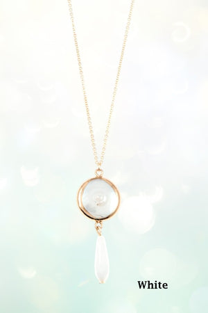 ROUND MOP GEM DANGLE LINK PENDANT NECKLACE